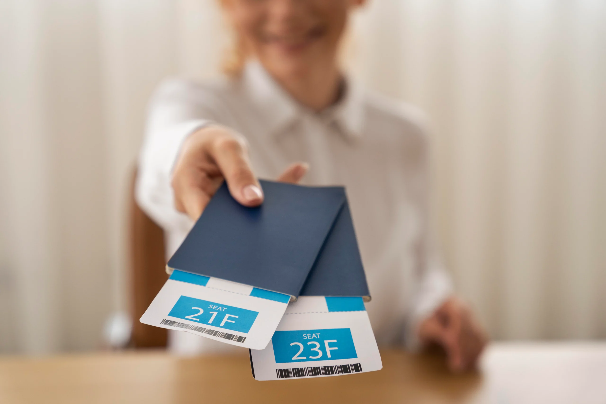 A lady handovering the passport - study in canada